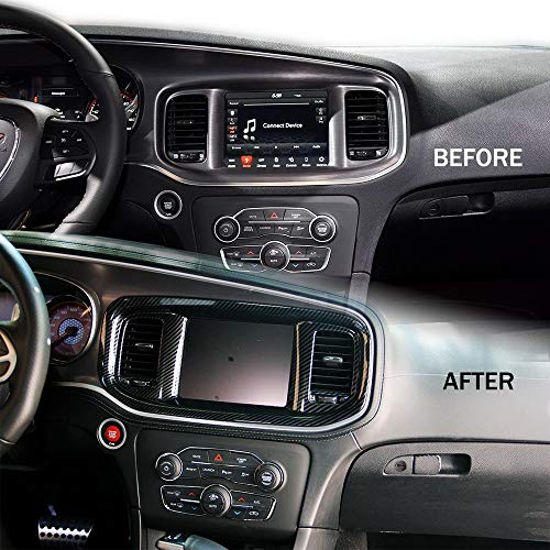 crosselec Carbon Fiber Dashboard Dvd Navigation Screen Frame Cover Trim for Dodge Charger 2015+ (Black Carbon Fiber) - Image 4