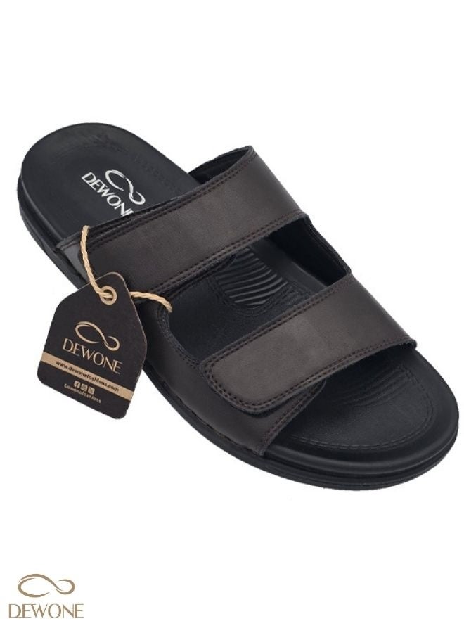 Dewone Men’s Casual Fashion Slippers | Comfortline Arabic Sandals for Men | Non-Slip Outdoor & Indoor Flat Shoes | Open Toe Adjustable Mens Arabic Sandals for Daily Wear, Beach & Travel | Lightweight Casual Footwear-Brown - Image 5