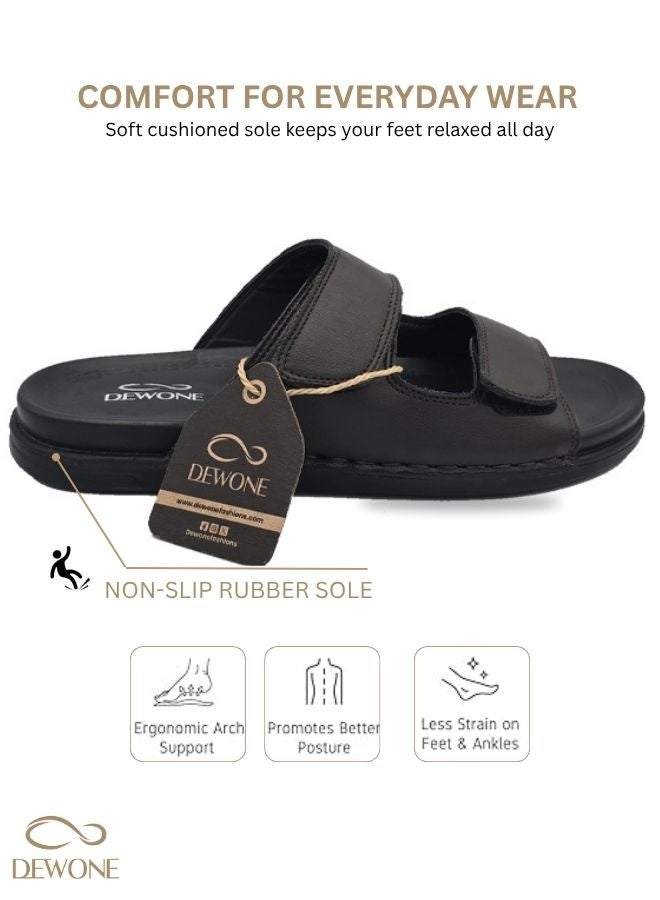 Dewone Men’s Casual Fashion Slippers | Comfortline Arabic Sandals for Men | Non-Slip Outdoor & Indoor Flat Shoes | Open Toe Adjustable Mens Arabic Sandals for Daily Wear, Beach & Travel | Lightweight Casual Footwear-Brown - Image 2
