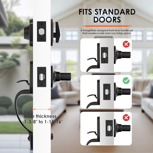 Haidms Oil-Rubbed Bronze Front Door Handle and Deadbolt Set, Front Door Lock Set, Entry Door Locksets with Deadbolt Single Cylinder, Exterior Door Handle with Reversible Handle Lever - Image 4