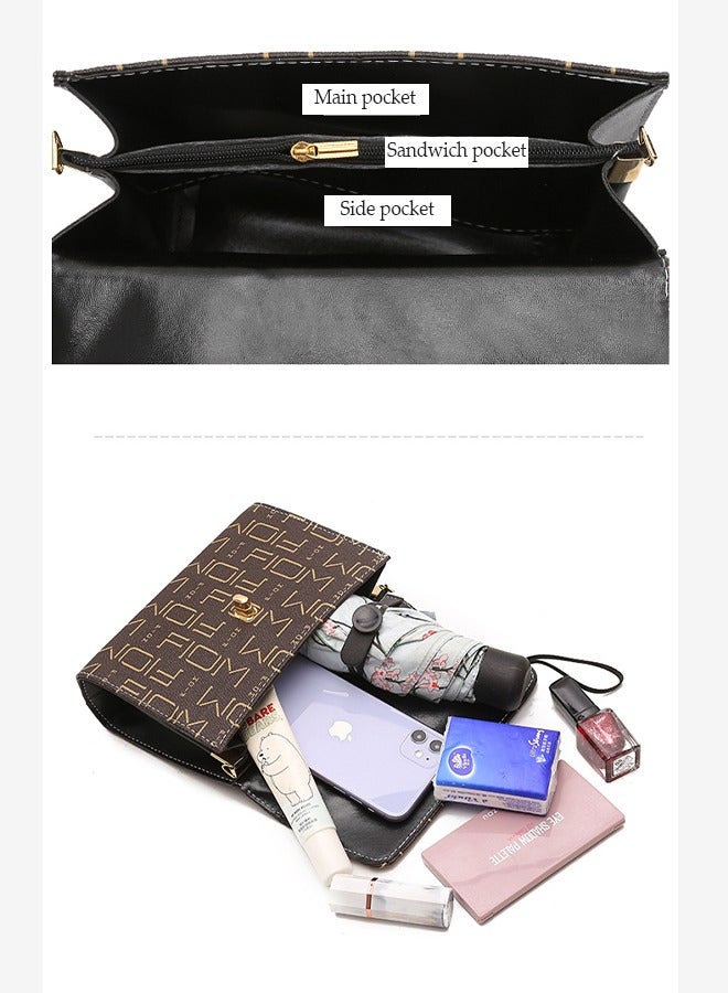 DUNISO Crossbody bag for women,PU leather handbag bag，fashion shoulder bag，with three pockets inside，with adjustable shoulder strap,suitable for shopping, dating, travel and work，20*14*6cm，black - Image 2