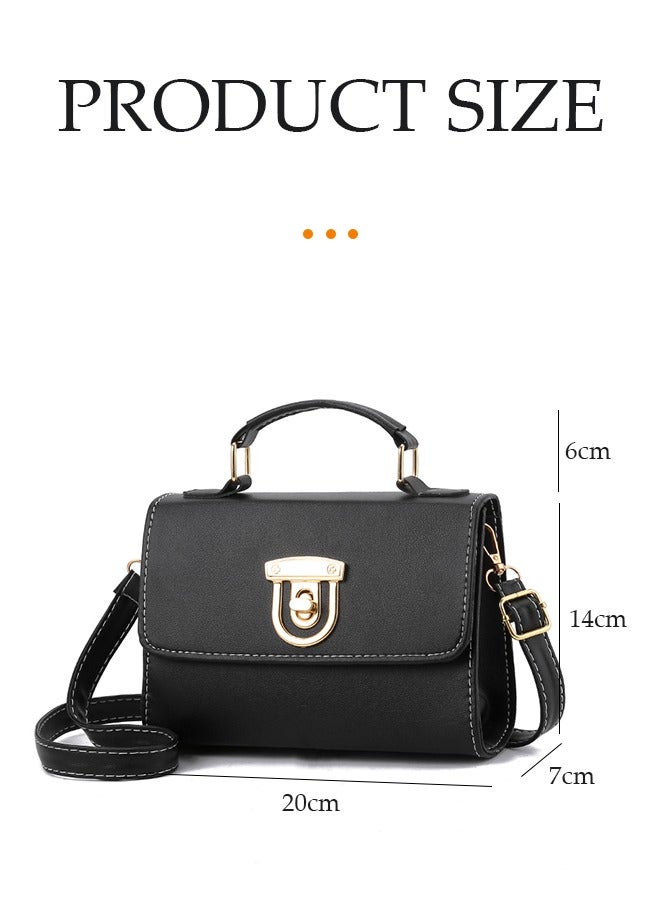 DUNISO Crossbody bag for women,PU leather handbag bag，fashion shoulder bag，with three pockets inside，with adjustable shoulder strap,suitable for shopping, dating, travel and work，20*14*6cm，black - Image 5