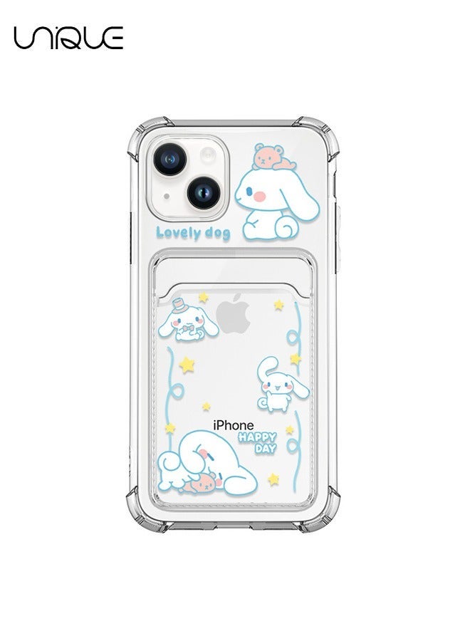 Unique For iPhone 15 Phone Case - Cartoon Cinnamoroll Phone Case - Phone Case with Card Holder, Card Slot - Ultra Slim Anti-Drop Soft TPU Wallet Phone Case with Bumper - Transparent - Image 1