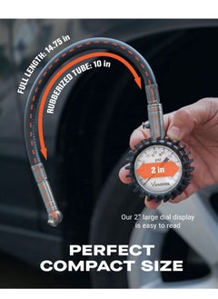 SYOSI Tire Gauge - (0-100 PSI) Heavy Duty Tire Pressure Gauge. Certified ANSI Accurate with LLarge Easy to Read Glow Dial, Low to High Air Pressure Tire Gauge for RV, Bicycles, Cars, Trucks  - Image 3