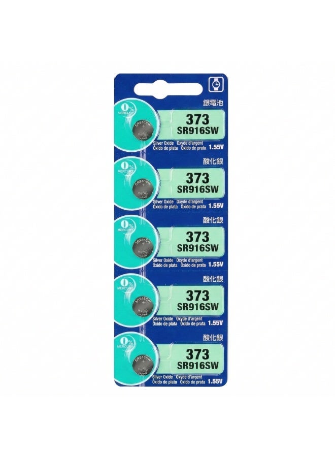 SR916SW 373 Watch Battery (CR916SW) 1.55V Silver Oxide Button Cell, Leak-Proof Long Lasting Replacement Power for Watches and Small Electronics (Pack of 5) - Image 1