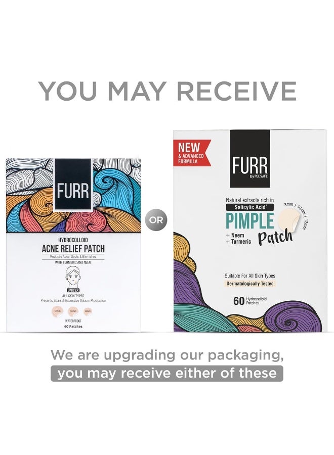 FURR Pimple Patches | 60 Hydrocolloid Pimple Patches in 3 SIZES | with TURMERIC & NEEM | ABSORBS Oils & Prevents SCARRING | Anti Inflammatory | For all Skin Types - Image 3