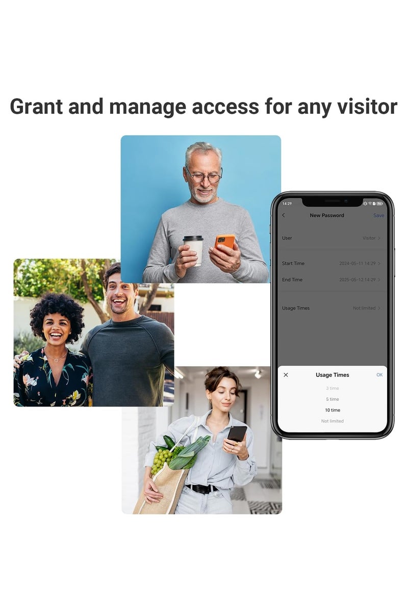 EZVIZ EZVIZ DL03 PRO Smart Rim Lock – Bluetooth & Wi-Fi Enabled Keyless Entry with Remote Control, Anti-Tamper Alerts, and Easy DIY Installation  - Image 3