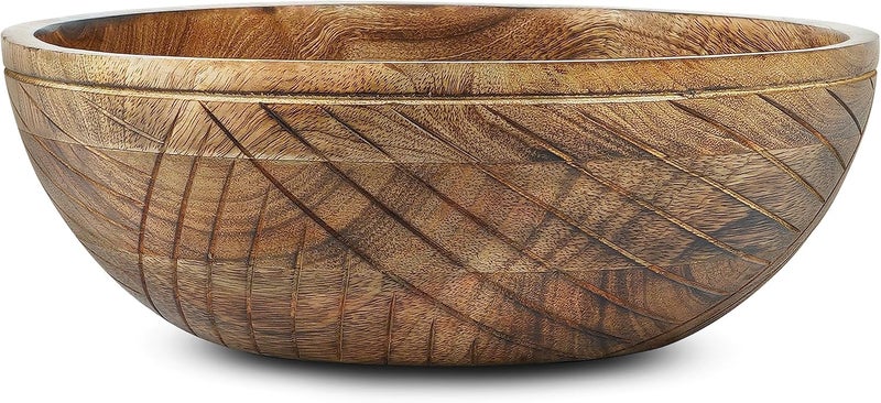 Mela Artisans 12 Wooden Fruit Bowl Large Serving Bowl for Salads Cereals Snacks  Mixing  Decorative Bowls for Kitchen  Jai Valley Collection - Image 1