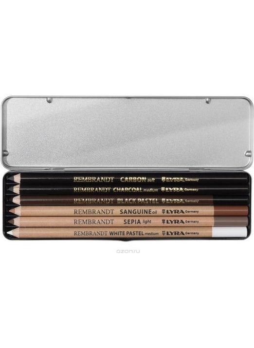Lyra Rembrandt Charcoal Sketch Drawing Set Metal Box of 6 