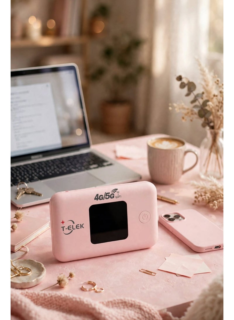 T-ELEK TM96E 5G LTE Wireless Modem WiFi Pro, 300Mbps Portable WiFi Router, 150Mbps LTE Speed, 3000mAh Rechargeable Battery, LCD Display, Type-C Charging, Supports Up to 12 Devices - Image 3