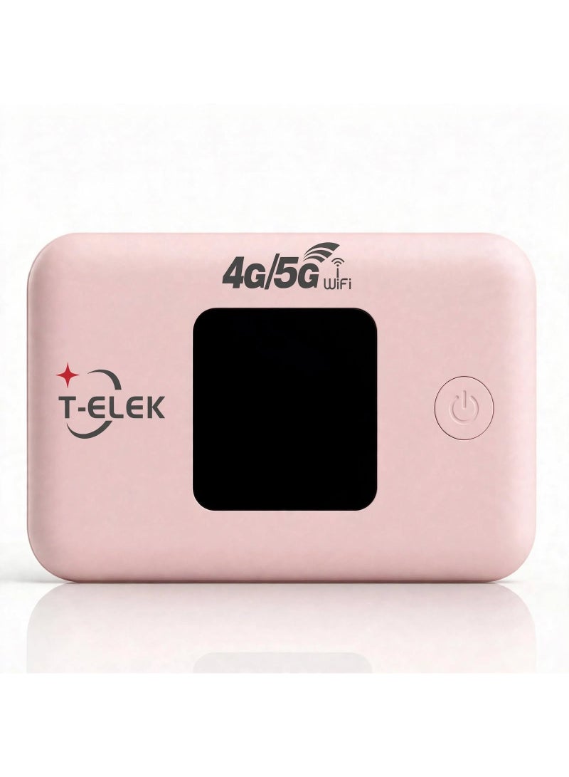 T-ELEK TM96E 5G LTE Wireless Modem WiFi Pro, 300Mbps Portable WiFi Router, 150Mbps LTE Speed, 3000mAh Rechargeable Battery, LCD Display, Type-C Charging, Supports Up to 12 Devices - Image 1