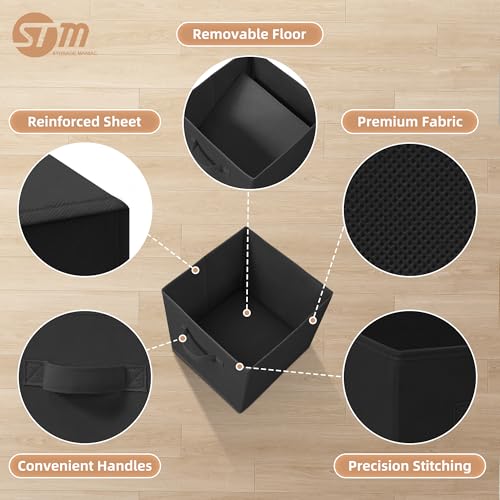 STORAGE MANIAC Storage Cubes, 11 Inch Durable 6 Pack Fabric Foldable Collapsible Bins with Handles for Organization, Closet, Shelves, Offices, Toys, Black - Image 3