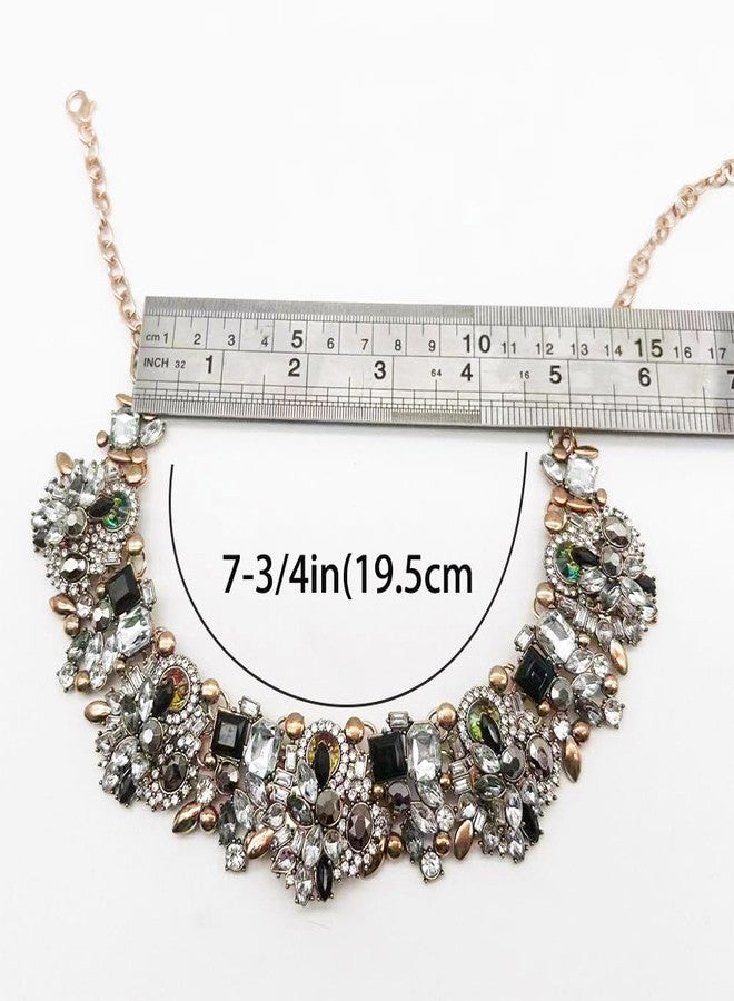 Zthread Rhinestone Bib Statement Necklace Vintage Chunky Chain Choker Collar Necklace Crystal Beads Women Costume Fashion Jewelry Necklace (Black+White) - Image 5