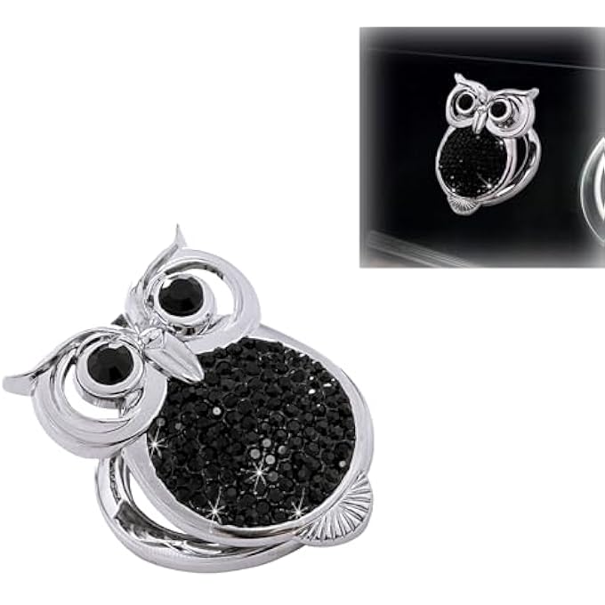 Duomama Black Rhinestone Owl Car Push Start Button Cover  Cute Bling Decor Interior Decoration Sticker - Image 2
