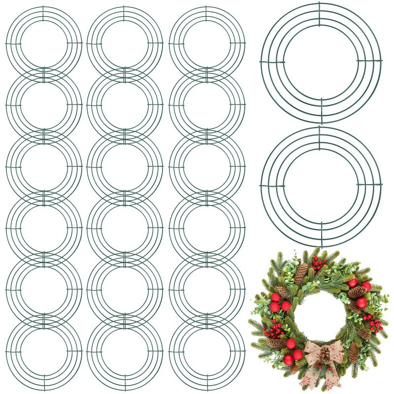 Hotop Hotop 20 Pcs Wire Garland Frames Green Spring Summer Metal Round Garland for Front Door Making Rings for DIY Flower Crafts Home Cabinet Wall Wedding Decoration8 Inch 