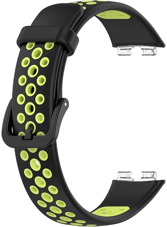Strap compatible with Silicone Sport Smart Watch Band Replacement Strap For Huawei Honor Band 8(black&green)