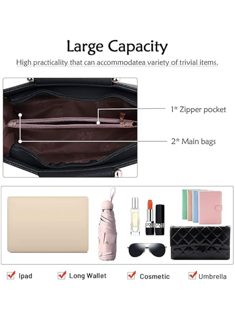 Huitich Elegant Women’s Handbag 26x11x20 cm PU Leather Satchel with Deer Charm, Black - Image 4