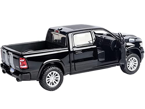 Motormax Toy 2019 RAM 1500 Laramie Crew Cab Pickup Truck Black with Silver Stripes 1/24 Diecast Model Car by Motormax 79357, 79357BK-S - Image 2