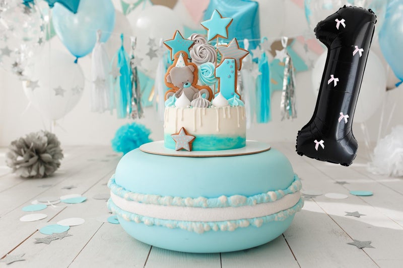 PLAP Birthday Number Balloon Bow Black Party Supplies 32 "Birthday Number Decoration (Number 1) - Image 3