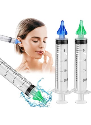 2 Pcs Ear Wax Cleaner Syringe Tip Ear Wax Flusher Tool Ear Wax Remover Ear Irrigation Syringe for Ear Cleaning and Irrigation of Humans, 20 ML