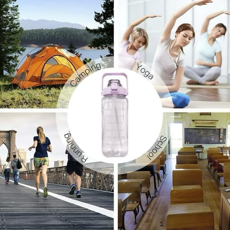 JEBISON 2 L Capacity Belt Straw Transparent Motivational Water Bottles|Time Marker Leak Proof&Break-Proof|Best Usage For Office/School/Gym/Travel Bottle|Bpa-Free Fitness Sports Bottle>>> (BLUE) - Image 5