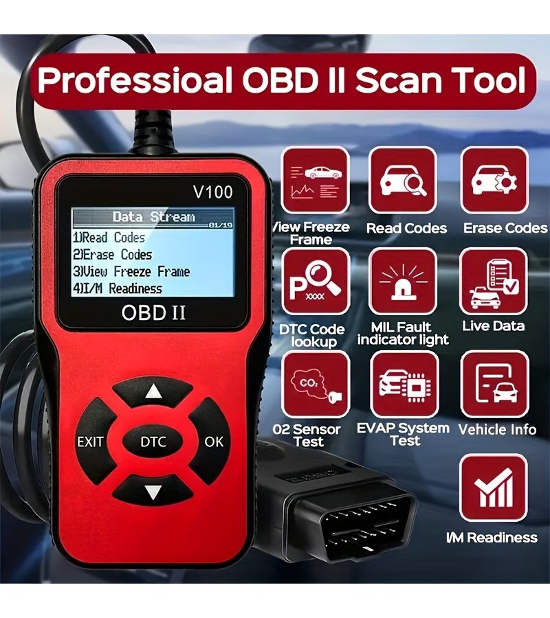 Orange OBD2 Car Scanner V100 Engine Code Reader Diagnostic Tool For Vehicles Since 1996 Up To 36V No Battery Needed - Image 2