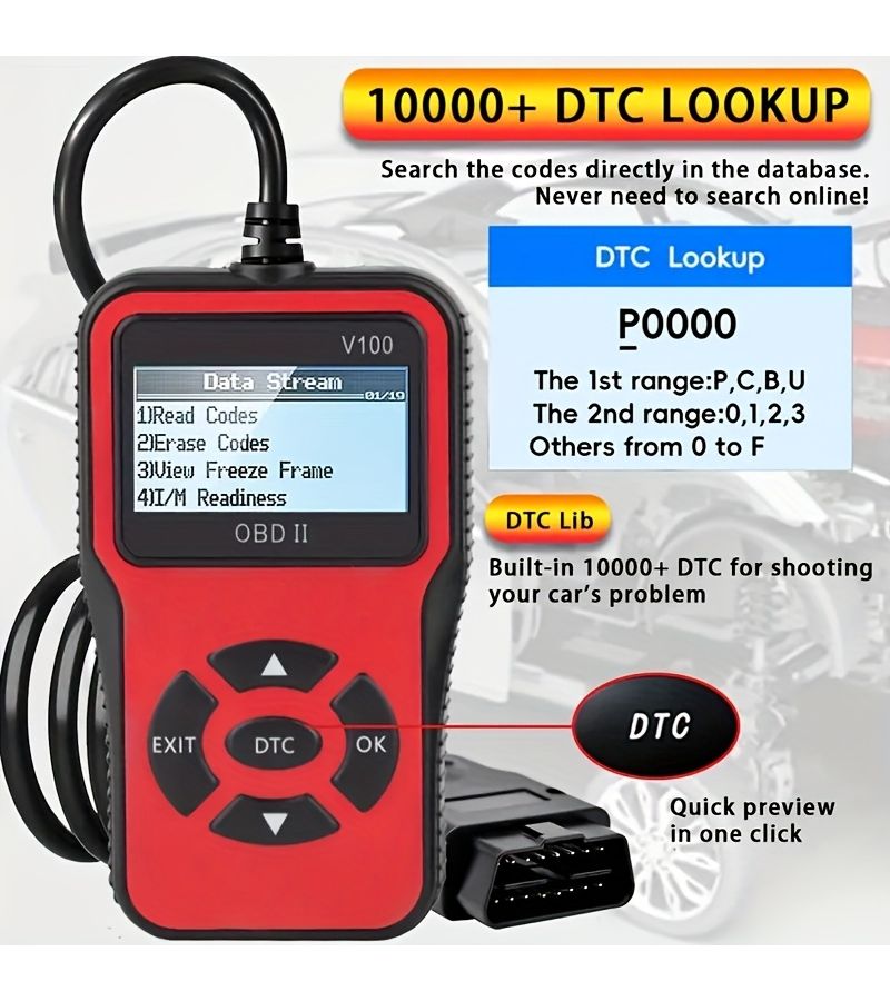 Orange OBD2 Car Scanner V100 Engine Code Reader Diagnostic Tool For Vehicles Since 1996 Up To 36V No Battery Needed - Image 5