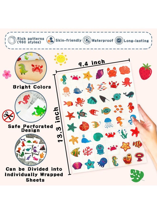 Partywind 960 PCS Individually Wrapped Tattoos for Kids Bulk, Cute Temporary Tattoo Stickers for Birthday Party Supplies Favors, Fake Tattoos for Kids Christmas Games (20 Sheets) - Image 4