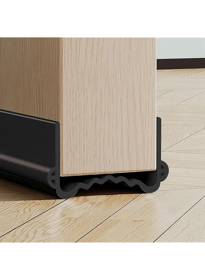 The Bros New Upgrade Under Door Draft Stopper for Bottom of Door, Free Cutting Length, 1m/39 inch Under Door Noise Stopper, Under Door Draft Blocker, Under Door Bug Stopper Door Dust Stoppers (Black, 1m) - Image 1