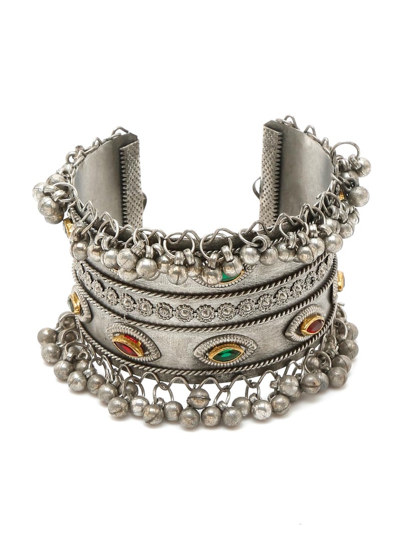 YouBella Jewellery for Women Celebrity Inspired Oxidised Silver Plated Cuff Bracelet Bangle for Women and Girls (Style 3) - Image 5
