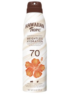 Hawaiian Tropic Hawaiian Tropic Weightless Hydration Clear Spray Sunscreen SPF 70, 6oz | Hawaiian Tropic Sunscreen SPF 70, Sunblock, Oxybenzone Free Sunscreen, Spray On Sunscreen, Body Sunscreen Spray, 6oz  - Image 1