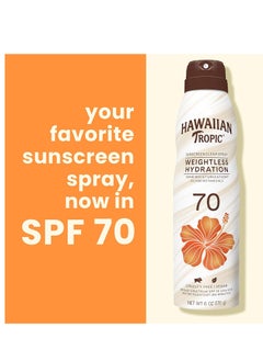 Hawaiian Tropic Hawaiian Tropic Weightless Hydration Clear Spray Sunscreen SPF 70, 6oz | Hawaiian Tropic Sunscreen SPF 70, Sunblock, Oxybenzone Free Sunscreen, Spray On Sunscreen, Body Sunscreen Spray, 6oz  - Image 2