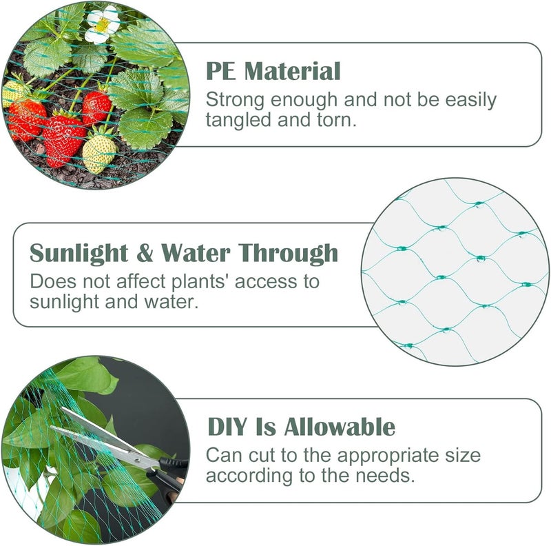 CandyHome شبكة حماية الحدائق من الطيور بمقاس 13 قدمًا × 33 قدمًا، لحماية الشتلات والنباتات والأزهار وأشجار الفاكهة والخضروات من القوارض والغزلان، سياج قابل لإعادة الاستخدام، باللون الأخضر - Image 2