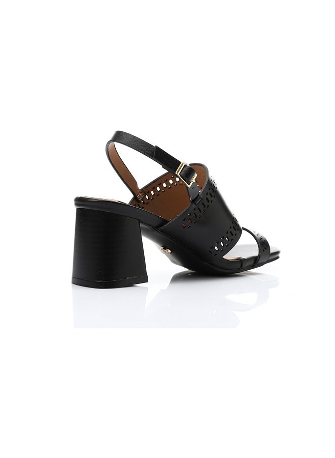 ديجافو صندل بكعب مثقوب وإبزيم للإغلاق - أسود - Image 2