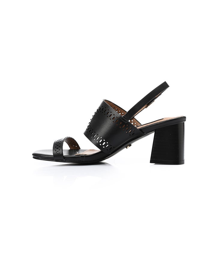 ديجافو صندل بكعب مثقوب وإبزيم للإغلاق - أسود - Image 3