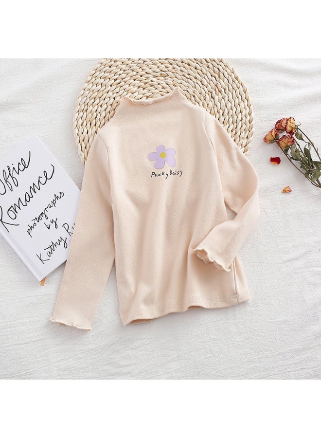 Girls Versatile Bottoming Shirt Autum New Autum And Winter Cotton Half Turtleneck Fashionable Girls Long-sleeved Bottoming Top