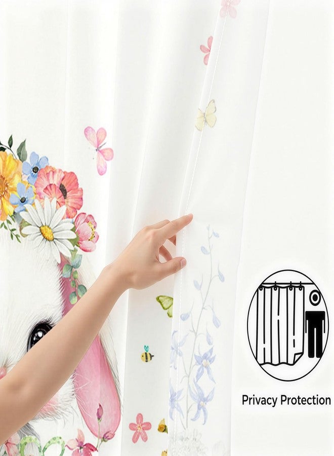 Mocsicka Easter Shower Curtain Easter Shower Curtains for Bathroom Rabbit Bathroom Decor Bunny Eggs Bath Curtain Cute Spring Gift with 12 Hooks (Multiple, 71x71inch) - Image 2