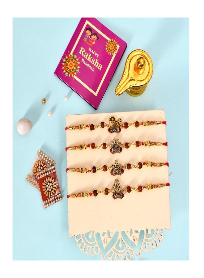 Pride Store Rakhi for Brother, Rakhi with Lord Shiva Idol Showpiece, Tilak Pack, Greeting Card Gift Combo Set | Rakhi with Idol Best Rakhi Gift for Brother (Metal 4) - Image 1