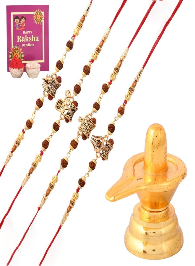 Pride Store Rakhi for Brother, Rakhi with Lord Shiva Idol Showpiece, Tilak Pack, Greeting Card Gift Combo Set | Rakhi with Idol Best Rakhi Gift for Brother (Metal 4) - Image 3