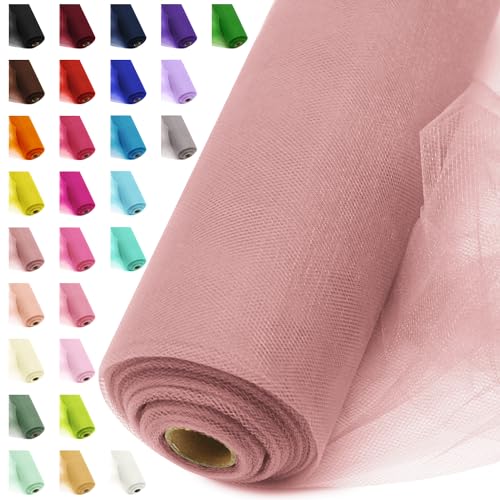 Ableme Deco 54" by 20 Yards Tulle Fabric Rolls Tulle Ribbon Tutu Spool Bolt for DIY Wedding Decoration Baby Shower Tutu Skirt Gift Wrapping Large Matte Tulle, Roll Packaging (Dusty Rose) - Image 1