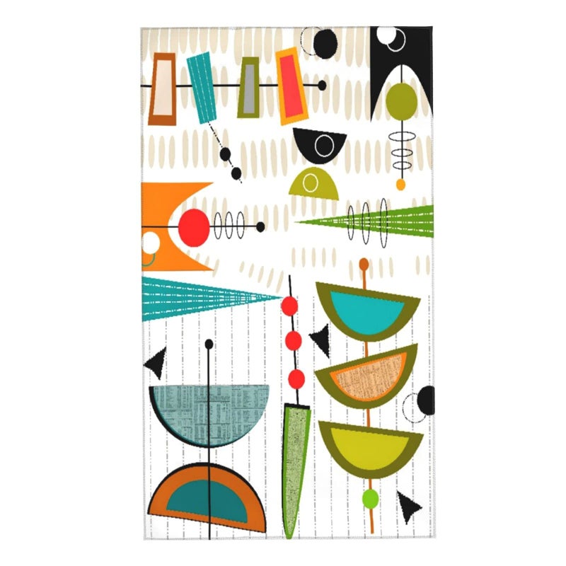 COVASA Geometric Hand Towels for BathroomSet of 2MidCentury Modern Abstract 56Soft Absorbent Small Bath Towel Kitchen Dish Guest Towel for Men WomenBathroom Decor 157x275