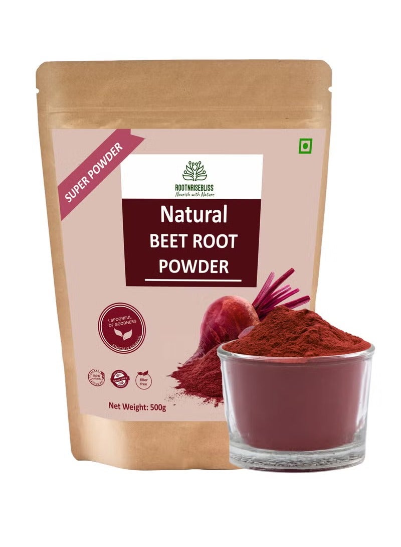 ROOTNRISEBLISS Natural Beetroot Powder 498g – 100% Pure Superfood for Energy, Heart Health & Blood Pressure Support. Antioxidant-Rich for Skin Glow, Detox & Performance. - Image 1