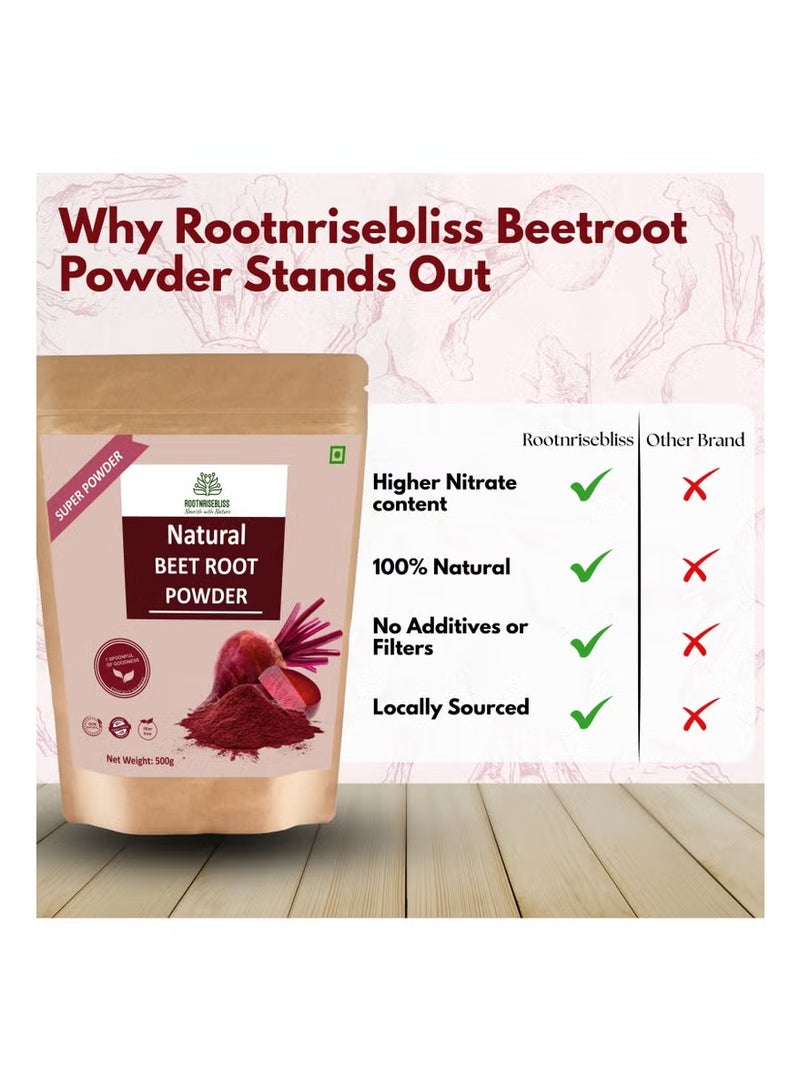 ROOTNRISEBLISS Natural Beetroot Powder 498g – 100% Pure Superfood for Energy, Heart Health & Blood Pressure Support. Antioxidant-Rich for Skin Glow, Detox & Performance. - Image 5