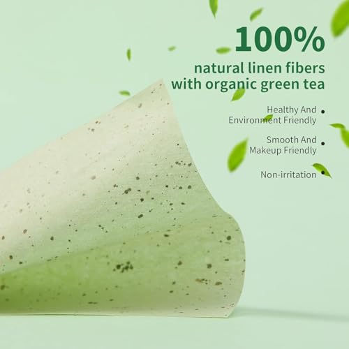 Kiwee 100Pcs Korean Face Blotting Paper for Oily Skin, Natural Linen Bloating Papers for Oily Face, Oil Absorbing Sheets for Face, with Built-in Mirror & Powder Puff Pad for Men and Women - Image 3