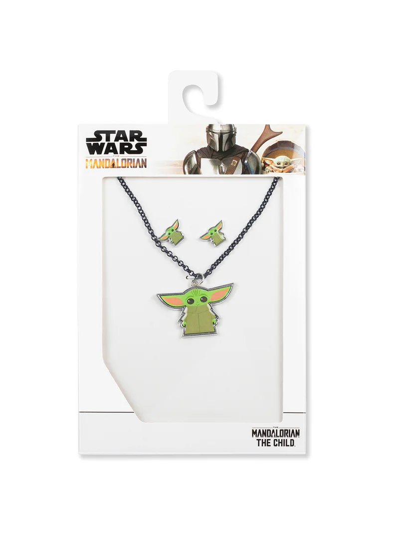 ديزني Star Wars Mandalorian The Child Green, Black Costume Earring And Pendant Set SH00594L.PH