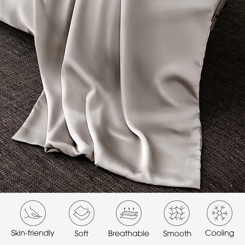 WLOSJ 100% Silk Pillow Cases 2 Pack Queen Size Mulberry Silk Pillowcase for Hair and Skin Set of 2 Highest Grade 6A Silk Soft Breathable Cooling with Hidden Zipper, Grey - Image 4