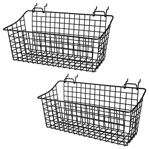 G.CORE 2 Pack Large Pegboard Baskets, Metal Shelves Hooks to 1/8" 1/4" Peg Boards, Peg Board Baskets Bins Set - Organize Tools Workbench Accessories Garage Storage Wall Mount Organizer Attachments - Image 1