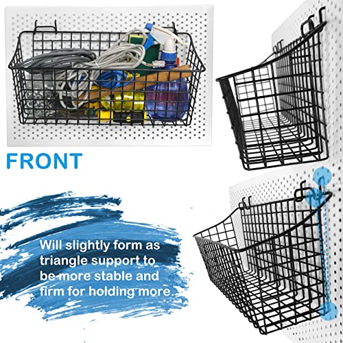 G.CORE 2 Pack Large Pegboard Baskets, Metal Shelves Hooks to 1/8" 1/4" Peg Boards, Peg Board Baskets Bins Set - Organize Tools Workbench Accessories Garage Storage Wall Mount Organizer Attachments - Image 5