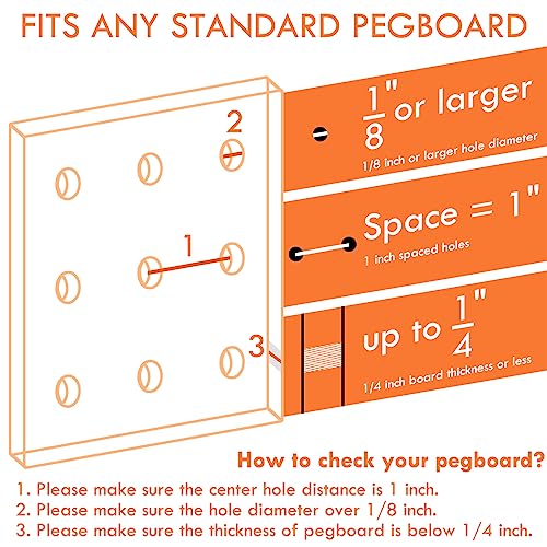 G.CORE 2 Pack Large Pegboard Baskets, Metal Shelves Hooks to 1/8" 1/4" Peg Boards, Peg Board Baskets Bins Set - Organize Tools Workbench Accessories Garage Storage Wall Mount Organizer Attachments - Image 4