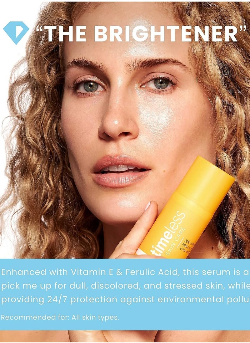 Skin Care 20% Vitamin C + E Ferulic Acid Serum - 30ML - Lightweight, Non-Greasy Formula - Use Daily to Brighten, Restore & Correct Skin - Recommended for All Skin Types